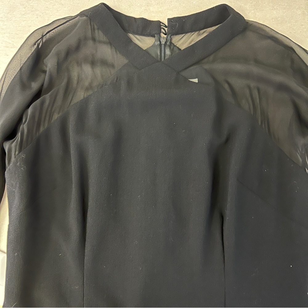 Vintage Carolyne Roehm Black Sheer Sleeved Cocktail Dress - Picture 11 of 16